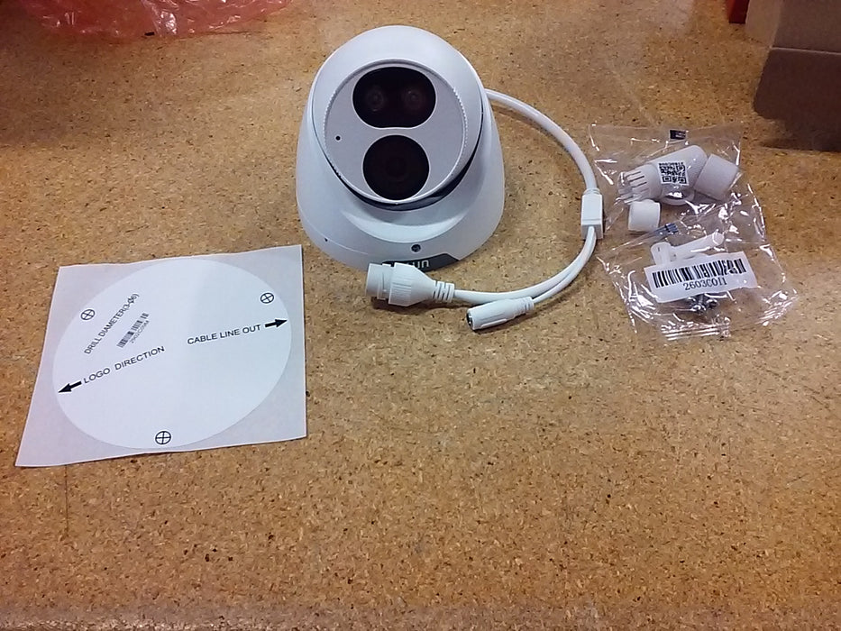 4MP Tri-Guard NDAA-Compliant Weatherproof Turret IP Security Camera 2.8mm Fixed Lens with Deep Learning AI, Active Deterrence, and 24/7 Color Illumination (IPC3614SBADF28KMCI0)