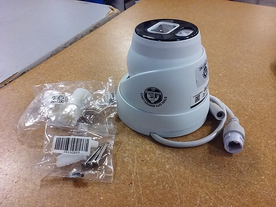 5MP 24/7 Color Weatherproof Turret IP Security Camera with a 2.8mm Fixed Lens, Built-In Mic, and Onboard White Light
