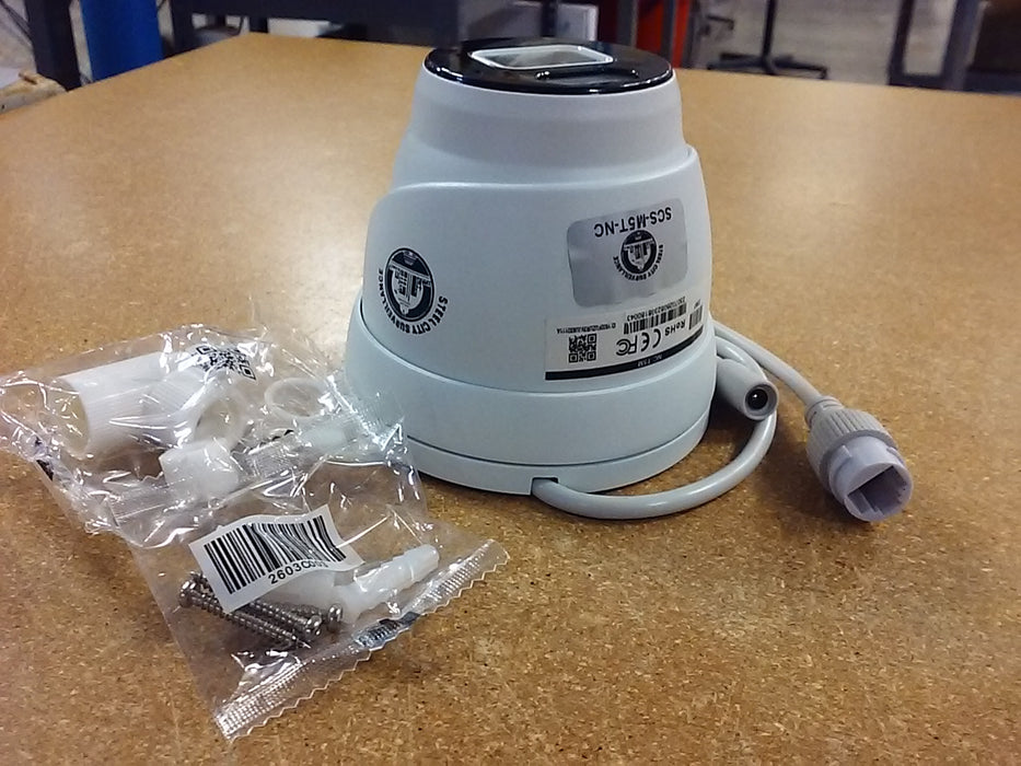5MP 24/7 Color Weatherproof Turret IP Security Camera with a 2.8mm Fixed Lens, Built-In Mic, and Onboard White Light