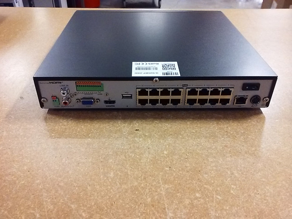 R-Series 4K 16-Channel PoE NVR with 16 PoE Ports and Two HDD Hard Drive Slots (16-NVR4KP-2HDD)