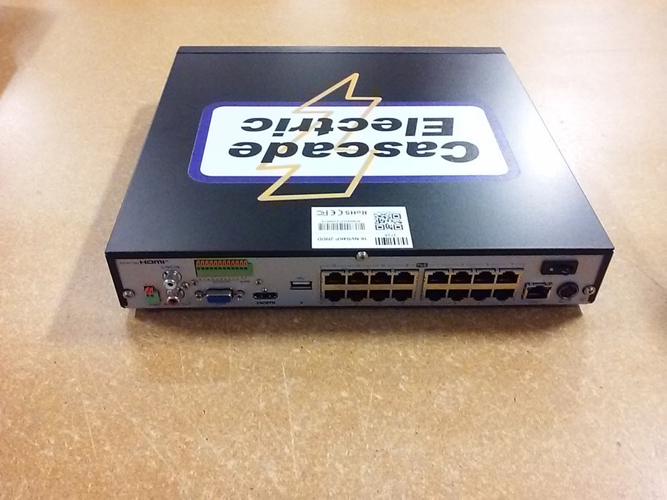 16-Channel 4K UltraHD NDAA-Compliant POE Network Video Recorder with 16 POE Ports and 1HDD Slot (16-NVR4Kb)