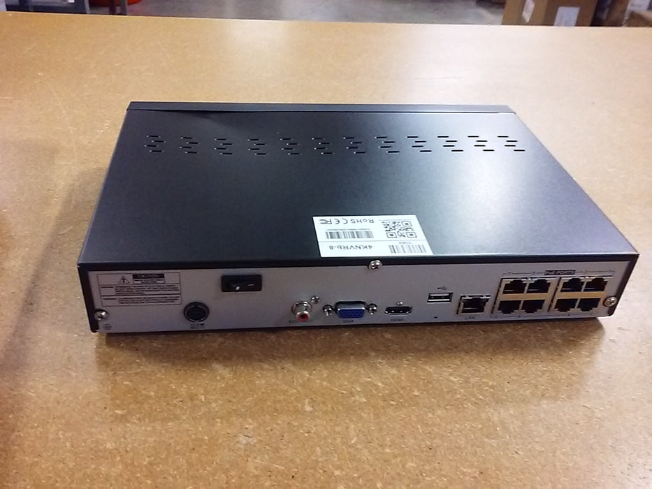 8-Channel 4K UltraHD NDAA-Compliant PoE Network Video Recorder with 8 PoE Ports and 1 HDD Slot Up to 8TB (8-NVR4Kb)