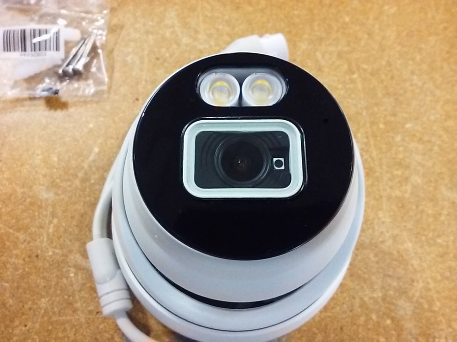 5MP 24/7 Color Weatherproof Turret IP Security Camera with a 2.8mm Fixed Lens, Built-In Mic, and Onboard White Light