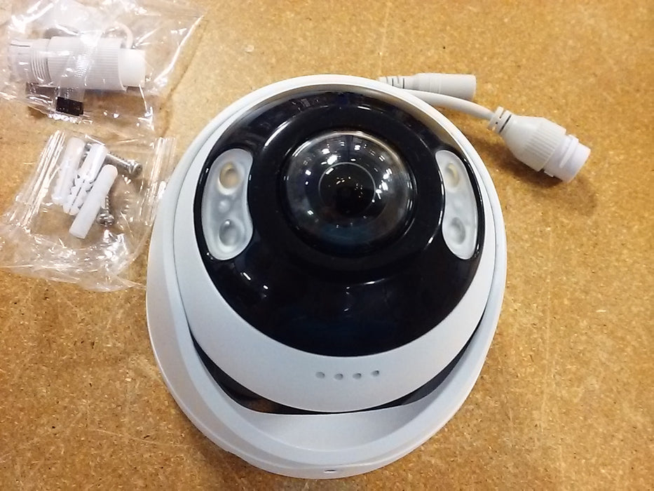 4K Ultra HD Super Wide Angle 180° Turret IP Camera with Red/Blue Flashing Lights & Siren For Active Deterrence, White Lights for 24/7 Color, IR Night Vision, Built-In Mic/Speaker for 2-Way Audio, AI Intelligent Events