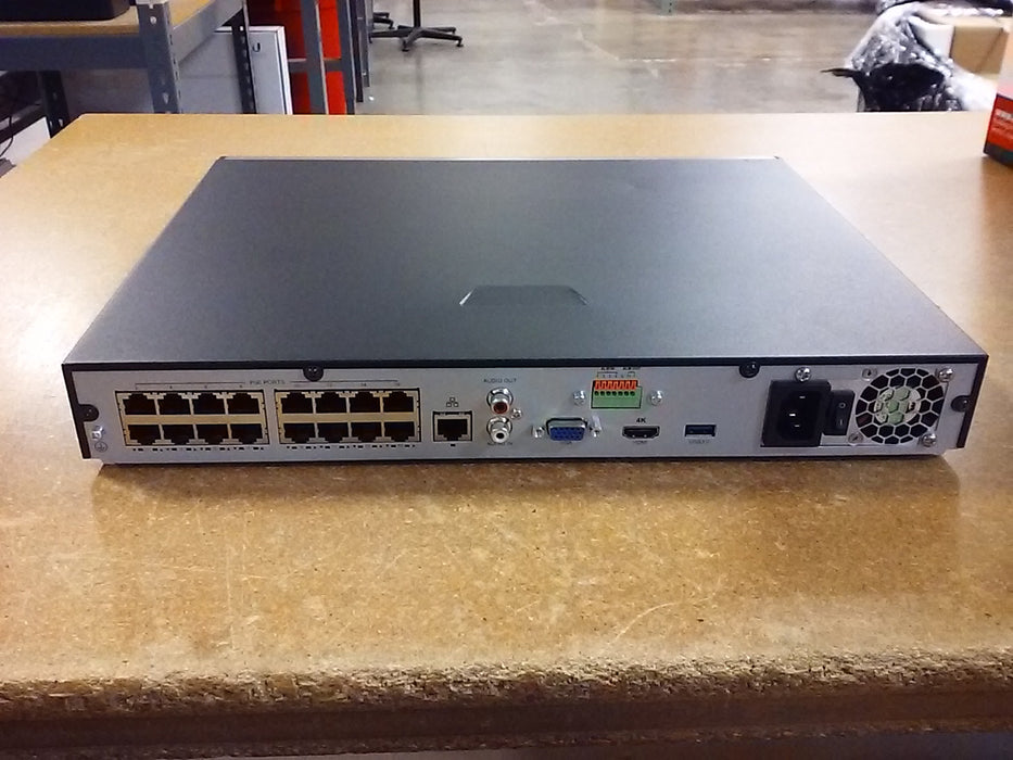 16-Channel 4K NVR with 2 SATA HDD Bays (1UNVRlite16P)