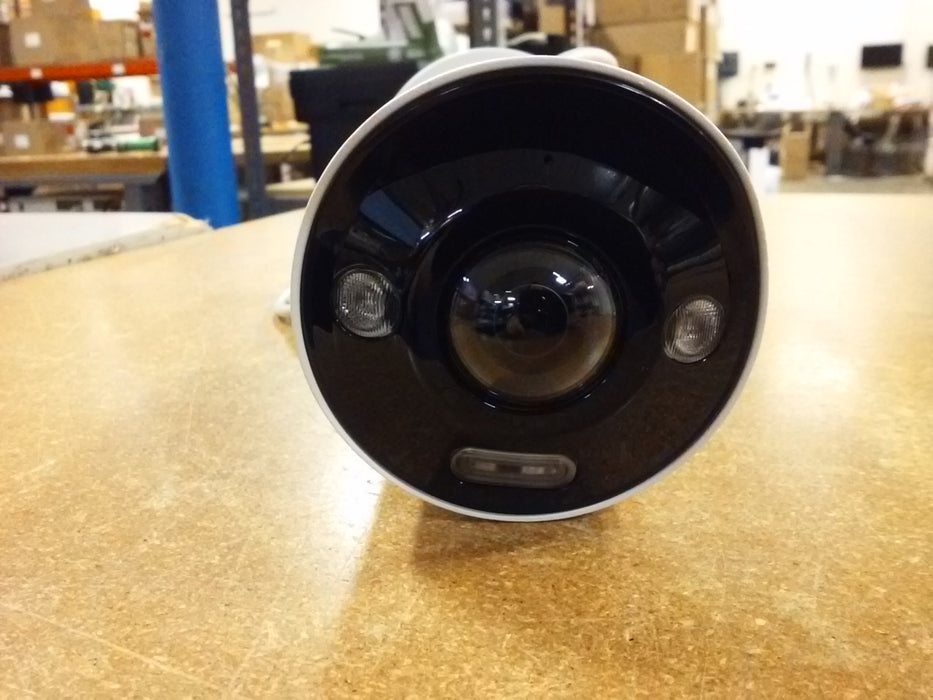 4k Ultra HD Super Wide Angle 180° Bullet IP Camera with Red/Blue Active Deterrence Lights, White Lights for 24/7 Color, IR Night Vision, Built-In Mic/Speaker for Active Deterrence and 2-Way Audio