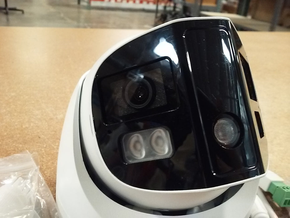 4K Wide Angle 180° FOV NDAA Compliant Weatherproof Fixed Turret IP Security Camera with Active Deterrence, 24/7 Color, Deep Learning AI Smart Events, Dual Mics (IPC3K28SEADF28KMCDLI0)