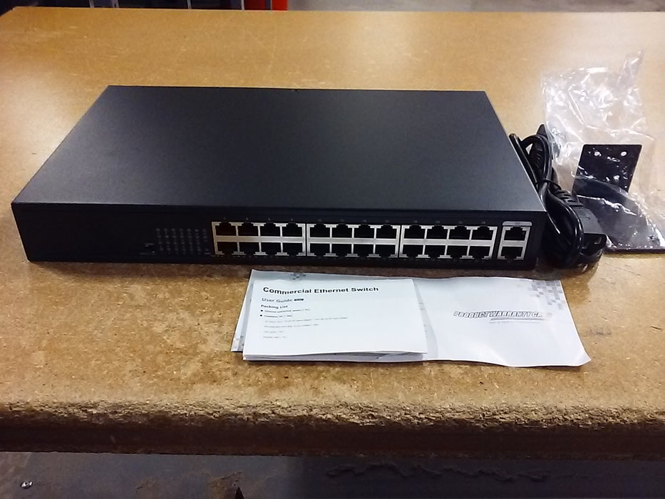 24 Port PoE+ Switch with Two Gigabit Uplink Ports for IP Security Cameras (IPS-24P2G-AF)
