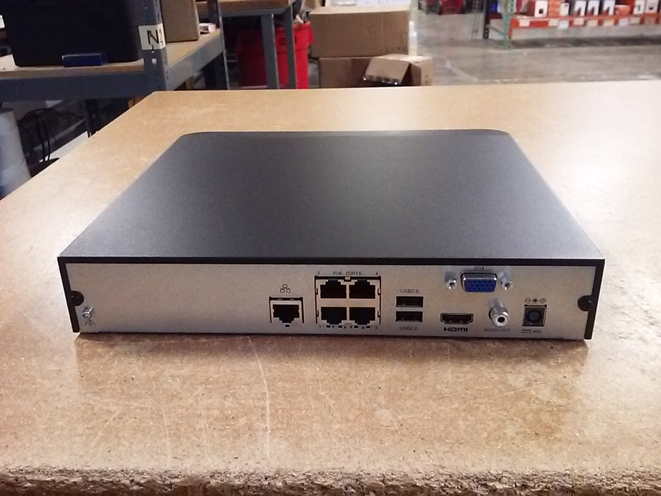 4K UltraHD 8MP NDAA-Compliant 4-Channel IP Network Video Recorder with 1 SATA Hard Drive Bay (NVR104E2P4)