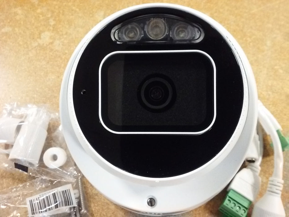 8MP 4K UltraHD Red/Blue Active Deterrence Lights, White Light, and IR LED Turret IP Security Camera with a 2.8mm Lens and Two-Way Audio (IPC3638SSADF28KMCI1)