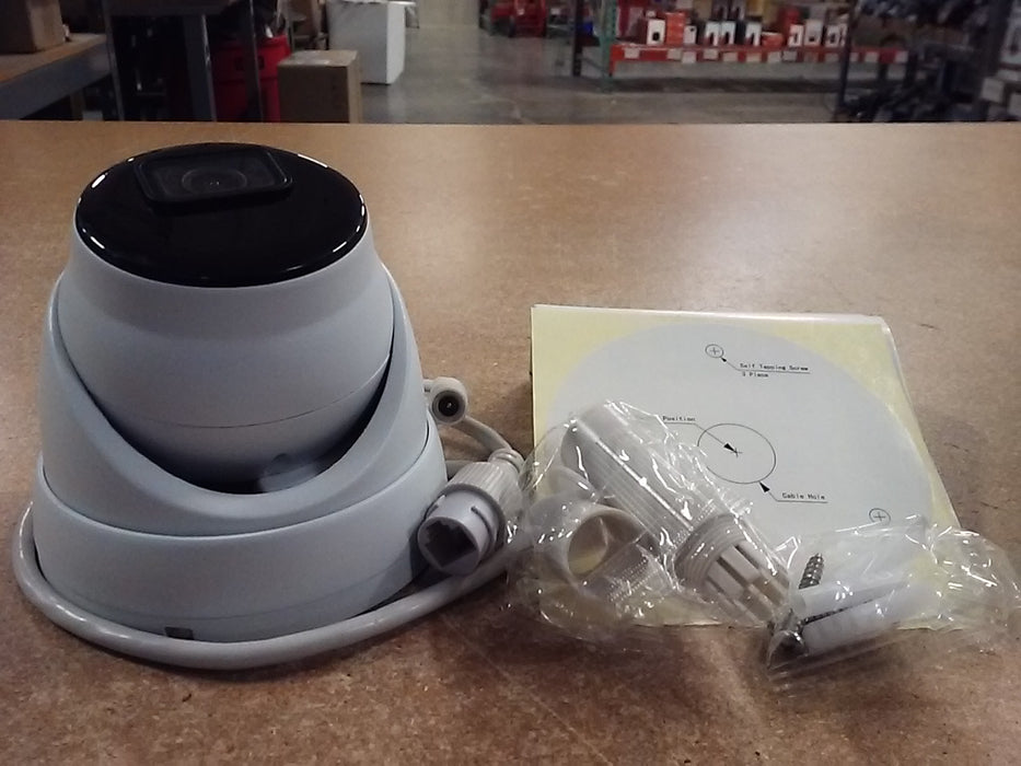 5MP Weatherproof Turret IP Security Camera with a 2.8mm Fixed Lens and a Built-In Microphone - White