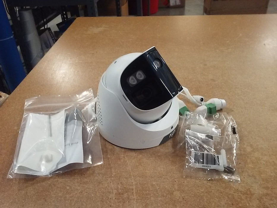 4K Wide Angle 180° FOV NDAA Compliant Weatherproof Fixed Turret IP Security Camera with Active Deterrence, 24/7 Color, Deep Learning AI Smart Events, Dual Mics (IPC3K28SEADF28KMCDLI0)