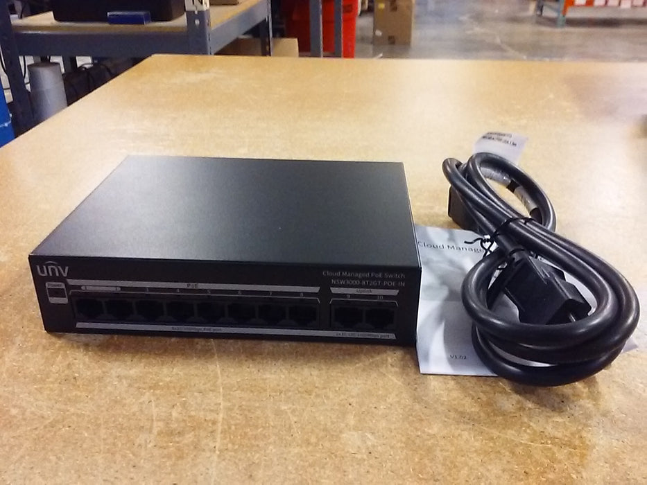 8 Port Cloud Managed POE Switch with 2 Gigabit Uplink Ports (NSW30008T2GTPOEIN)